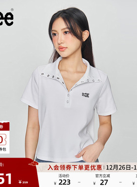 Lee25新品修身版翻领闪光徽标Logo女短袖polo衫休闲LWT009859207