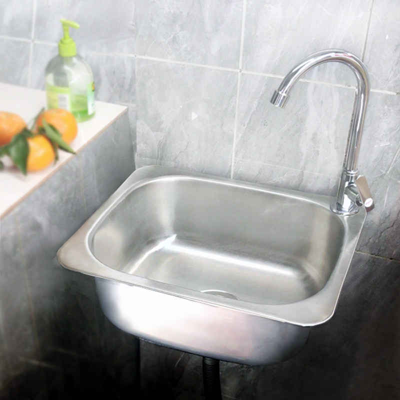 不锈钢水槽支架厨房洗菜盆洗手洗菜洗衣盆小单槽一体成型水斗包邮