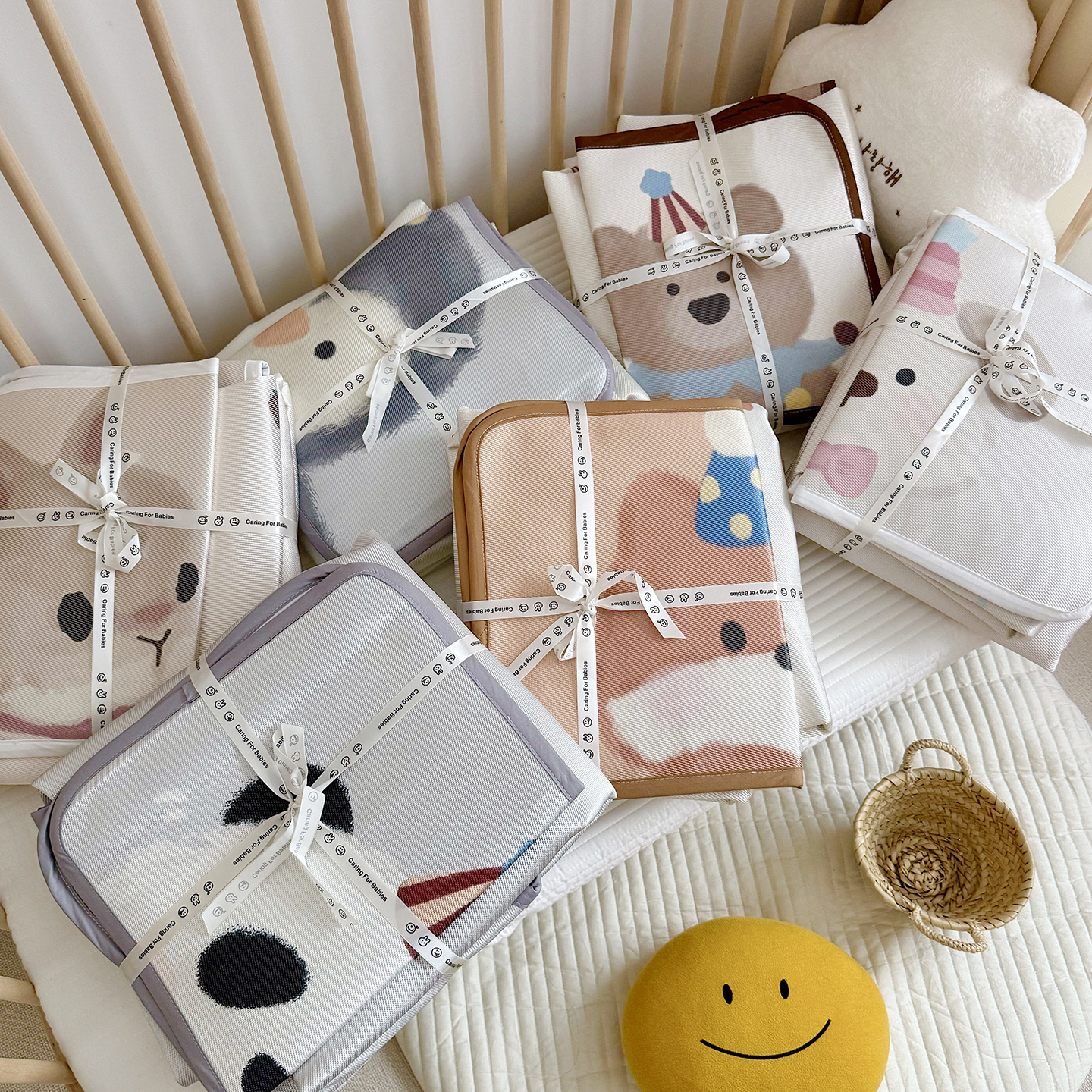 夏季ins婴幼儿冰丝软凉席卡通Q版狐狸宝宝空调养生席拼接床凉感席