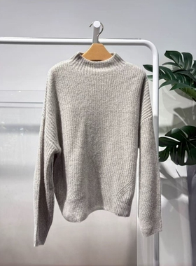MM麦麦2025冬季新款灰色套头半高领羊绒针织衫毛衣上衣5GA233201