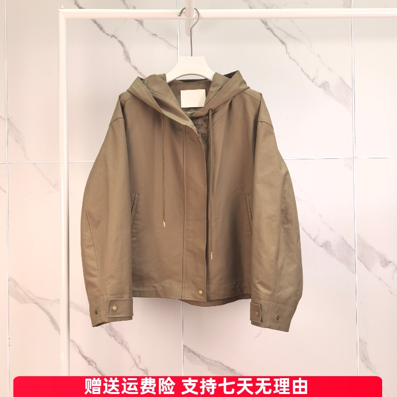 麦檬胧同款2025秋季新款宽松休闲短款连帽风衣外套上衣5G8211721