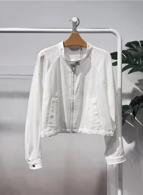 MM麦麦2026春季新款白色立领莱赛尔亚麻夹克外套女上衣4H4112631