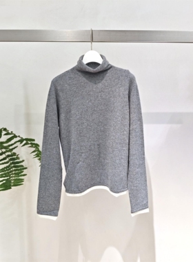 MM麦麦家2025秋冬新款灰色高领套头羊绒衫针织衫女上衣5GA133431