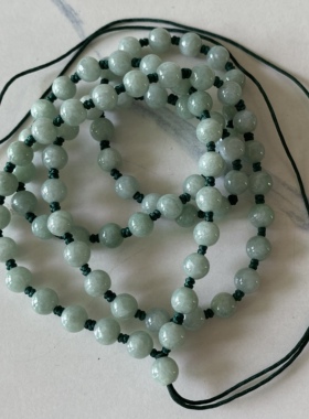6.75MM天然翡翠玉珠子项链挂绳挂链 缅甸浅绿色玉石颈链女小号D23