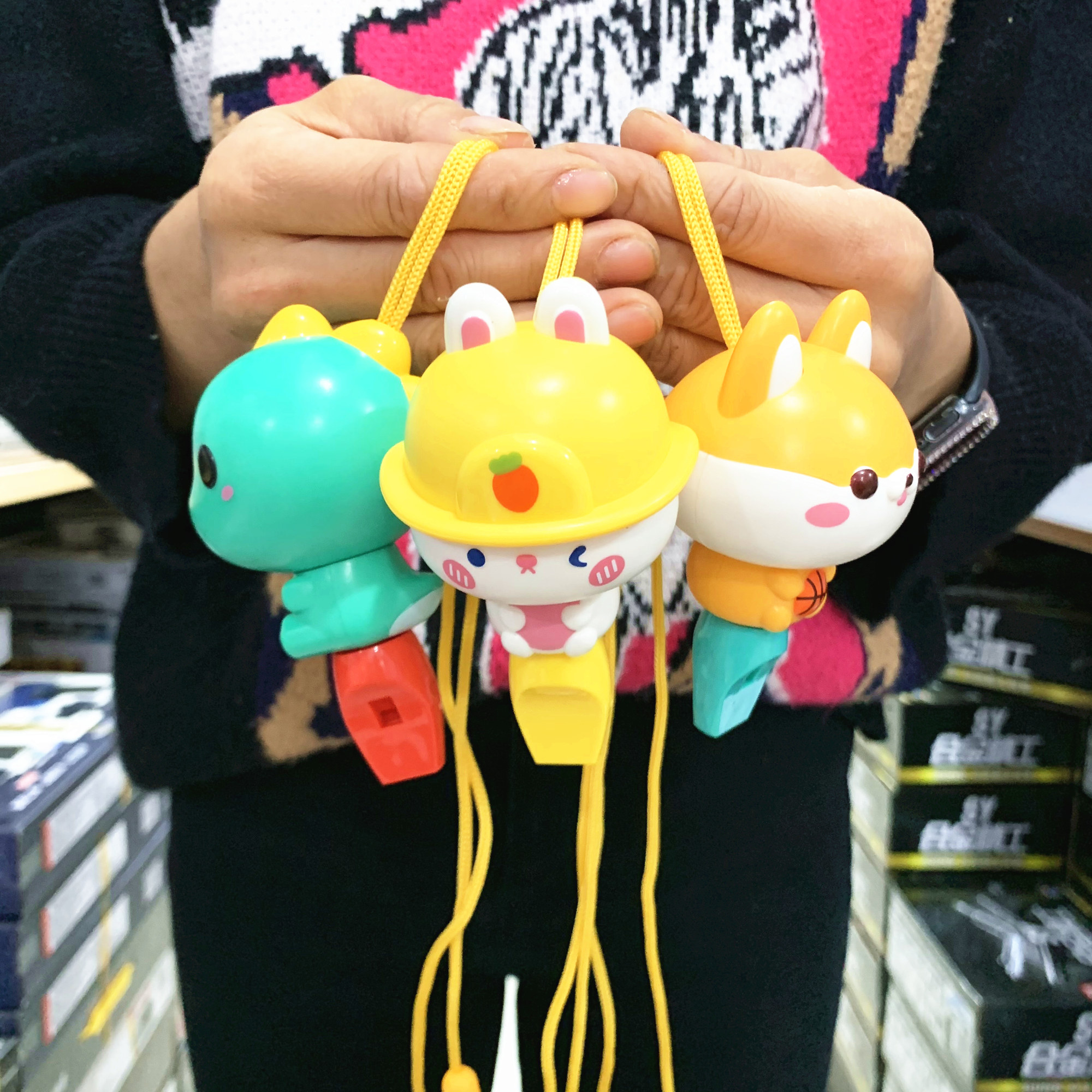 儿童卡通口哨小兔子小狗恐龙带挂绳哨子小喇叭儿童幼儿园乐器玩具