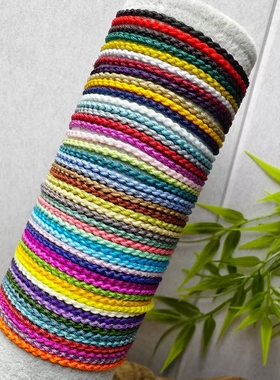 纯手工编织加金双色四股辫手绳男女手链2mm简约百搭调节情侣手绳