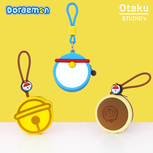 哆啦A梦硅胶零钱包叮当猫书包挂件女生蓝牙耳机收纳包迷你钥匙包