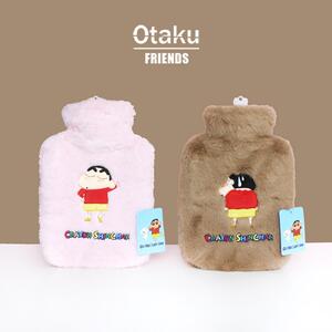 蜡笔小新注水式毛绒暖手袋可爱冬天大号敷肚子暖脚热水袋女暖水袋