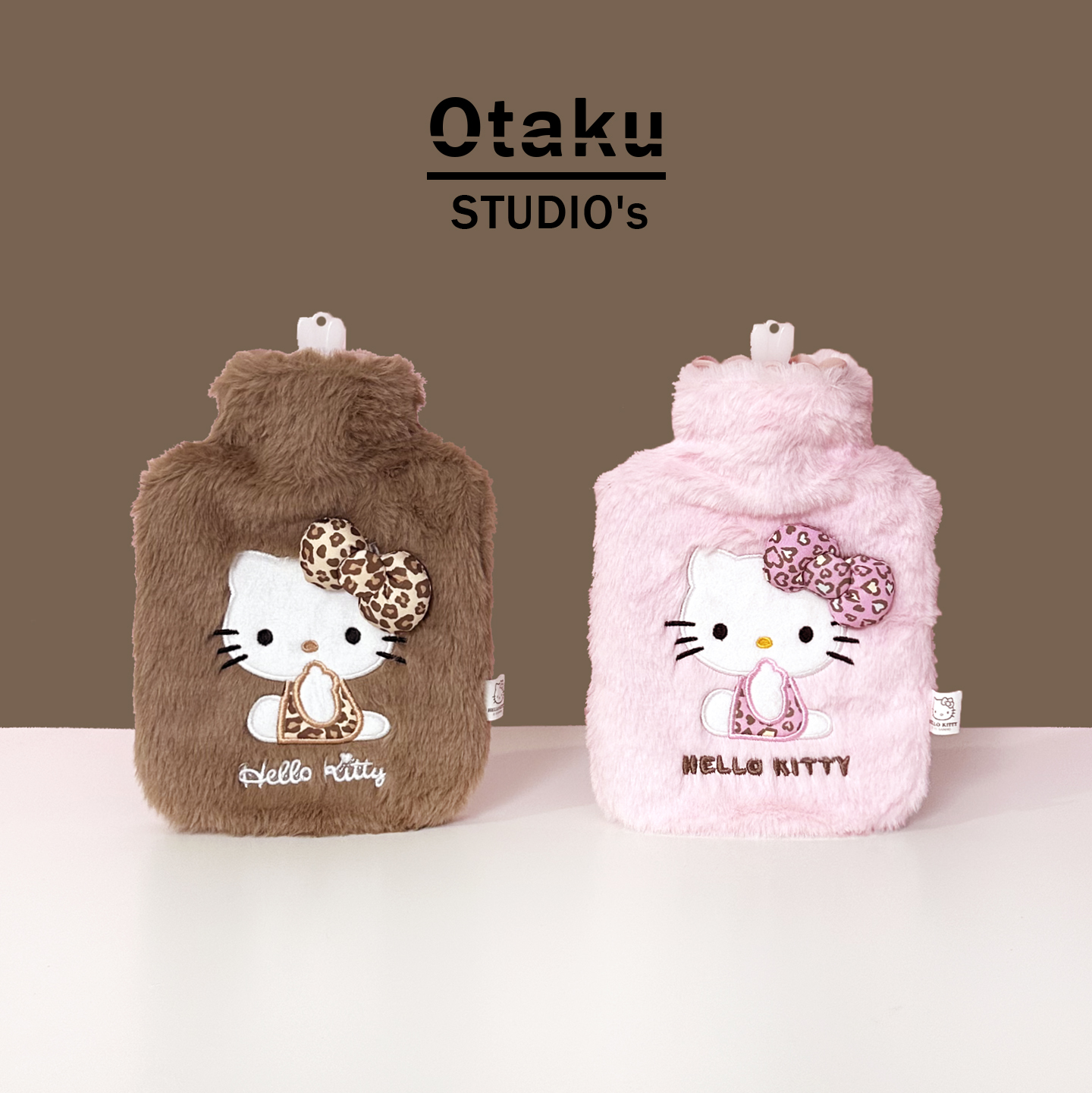 Hellokitty豹纹灌水热水袋女生高颜值可爱暖水袋热敷暖宫暖手宝大