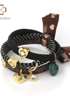 JP绿色镶钻爱心宝石挂坠系列套装 头绳发圈套装  节礼物