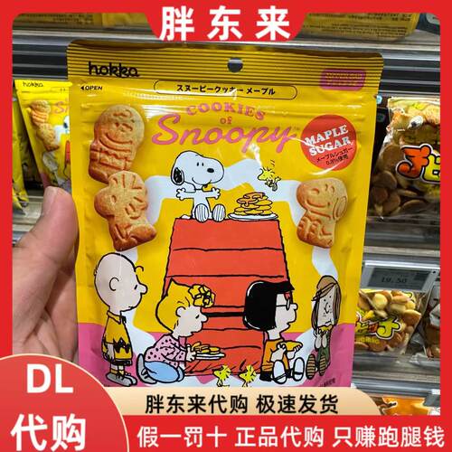 胖东来代购日本进口北陆制果史努比巧克力枫糖味曲奇饼干儿童零食