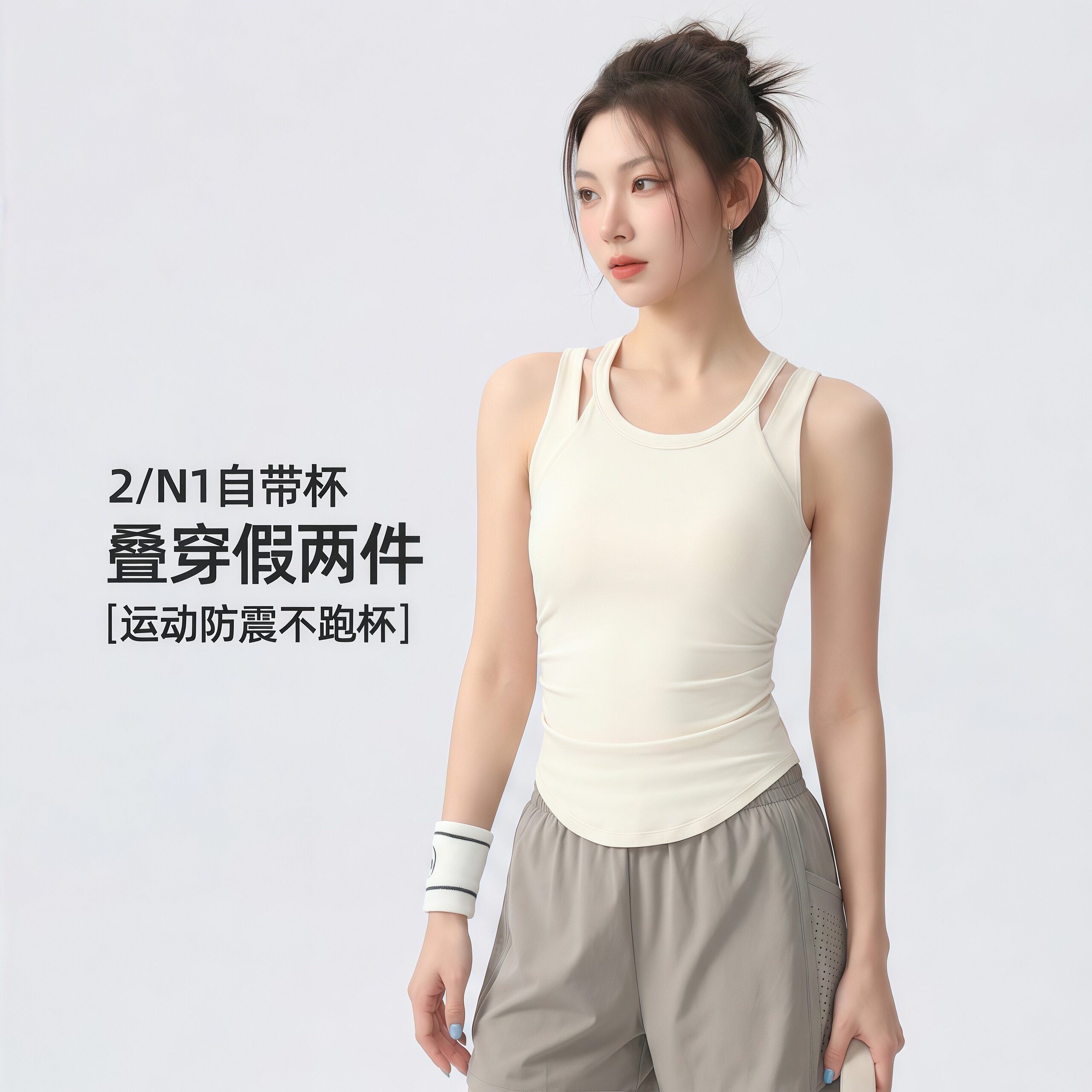LULU女高强度防震带胸垫运动背心