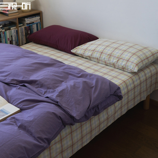 清爽不棉腻 全棉色织水洗棉四件套纯棉床上格子床单床品套件被套