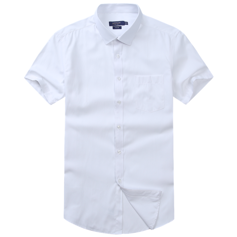 arrow衬衫美国箭牌衬衫 纯棉男士衬衫 白色工装短袖免烫衬衫