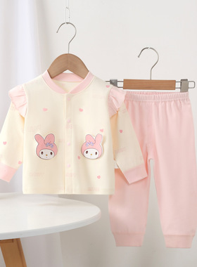 婴儿衣服秋外穿80码一岁宝宝秋衣分体套装2025新款秋装73长袖女宝