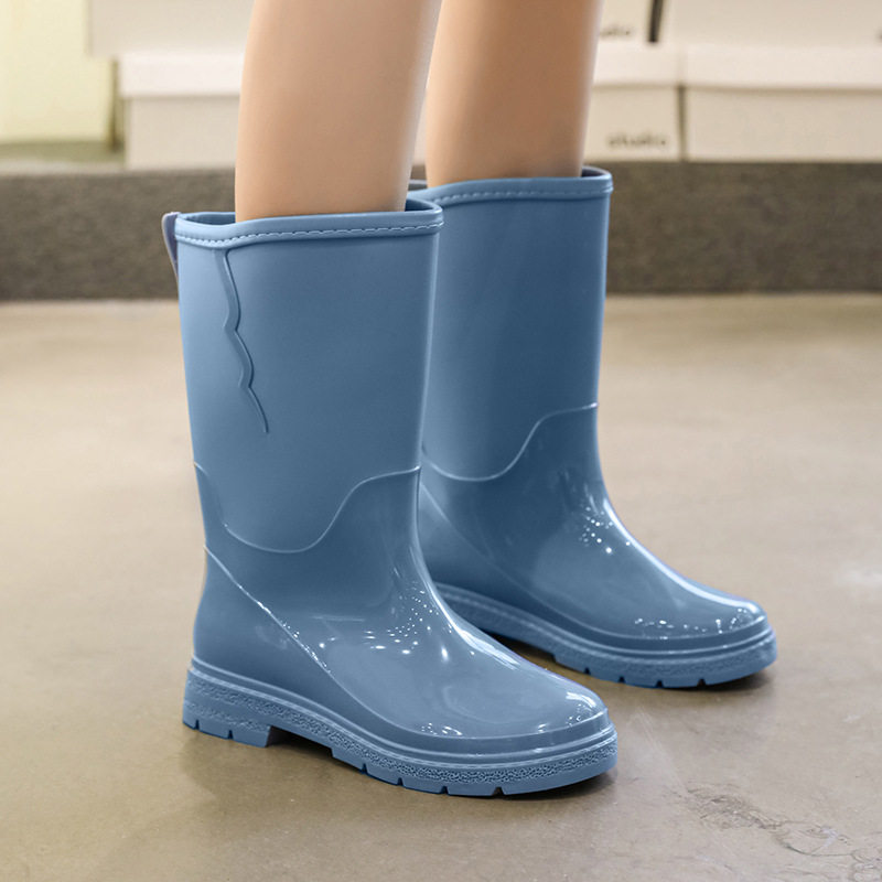 雨鞋女款中筒时尚外穿防水雨靴日系防滑水鞋保暖胶鞋耐磨厨房水鞋