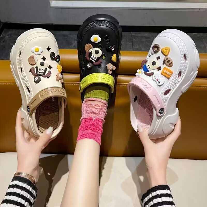 EVA洞洞鞋女ins潮夏厚底高跟护士包头半拖可爱外穿踩屎感沙滩凉鞋