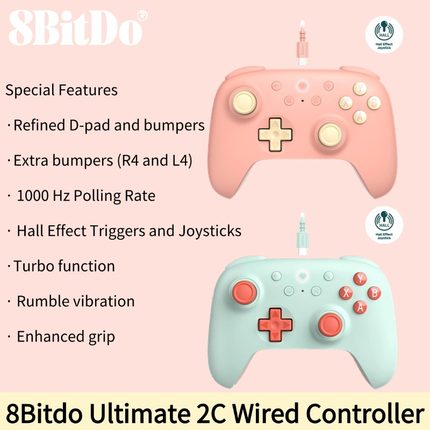 8Bitdo Ultimate 2C Dual Hall Wired Controller for Windows PC
