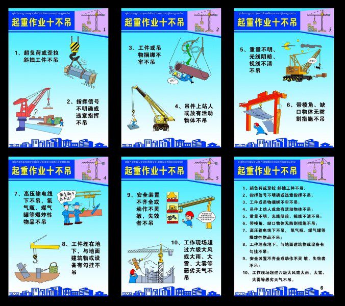 起重作业十不吊工厂车间安全生产消防宣传挂图企业安全月海报墙贴