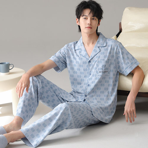 睡衣男款夏季男士纯棉短袖长裤2025年新款夏天朗家居服夏款