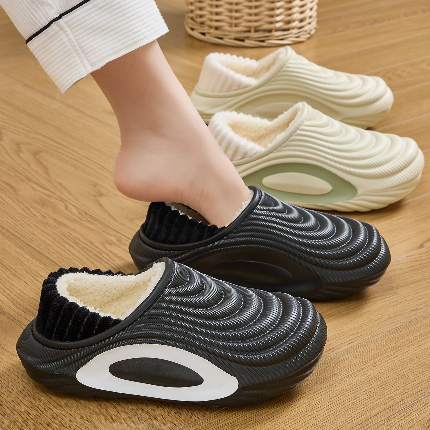 防水棉拖鞋男士秋冬季外穿2025新款室内家居防滑耐磨包跟厚底棉拖