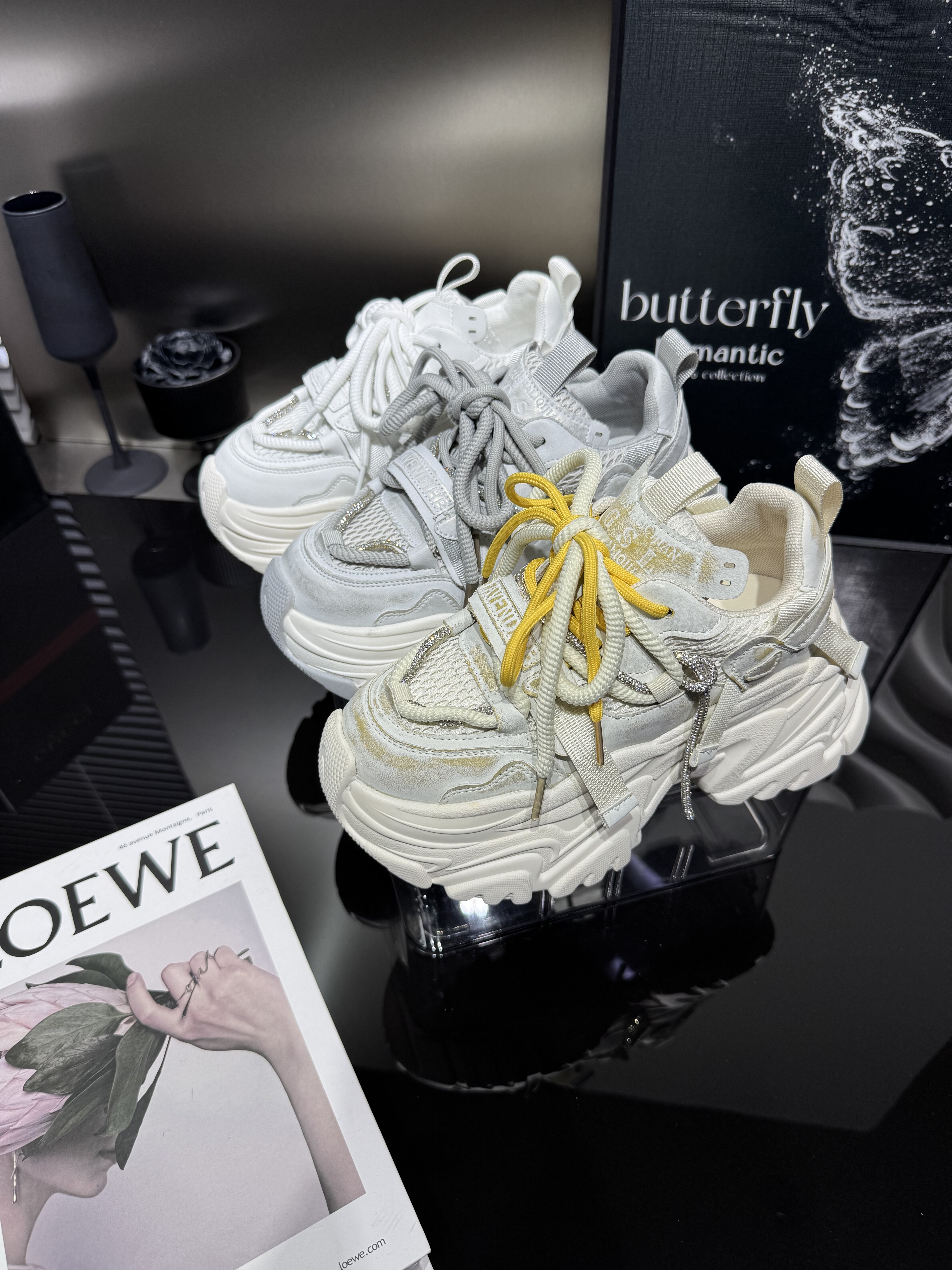 2025新款ins做旧网面厚底老爹鞋小个子爆款松糕底休闲鞋擦色女鞋