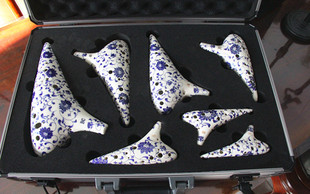 科举制精品12青花瓷陶笛 可刻字 打标演奏专业陶笛调式齐全可开票