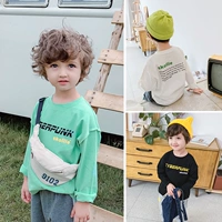 Áo thun bé trai cotton dài tay mùa thu quần áo nam trẻ em thủy triều mặc bé trai áo sơ mi nam áo thun bé - Áo thun shop đồ trẻ em