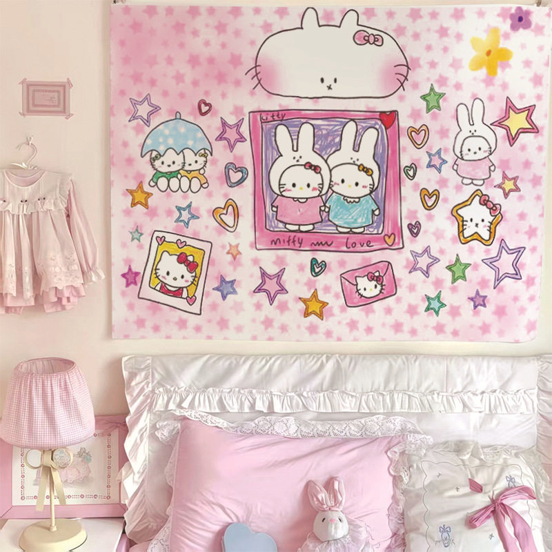 卡通可爱兔兔周边挂布学生宿舍卧室心墙上装饰拍照背景布挂毯,居家布艺,挂毯/壁毯,淘宝优惠券,粉丝福利购,淘宝优惠卷