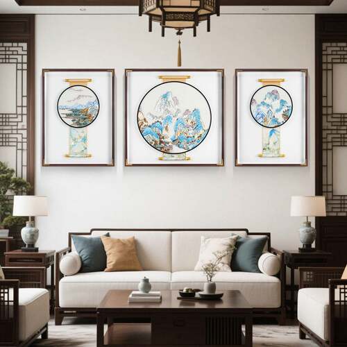 千里江山三联挂画｜新中式山水
