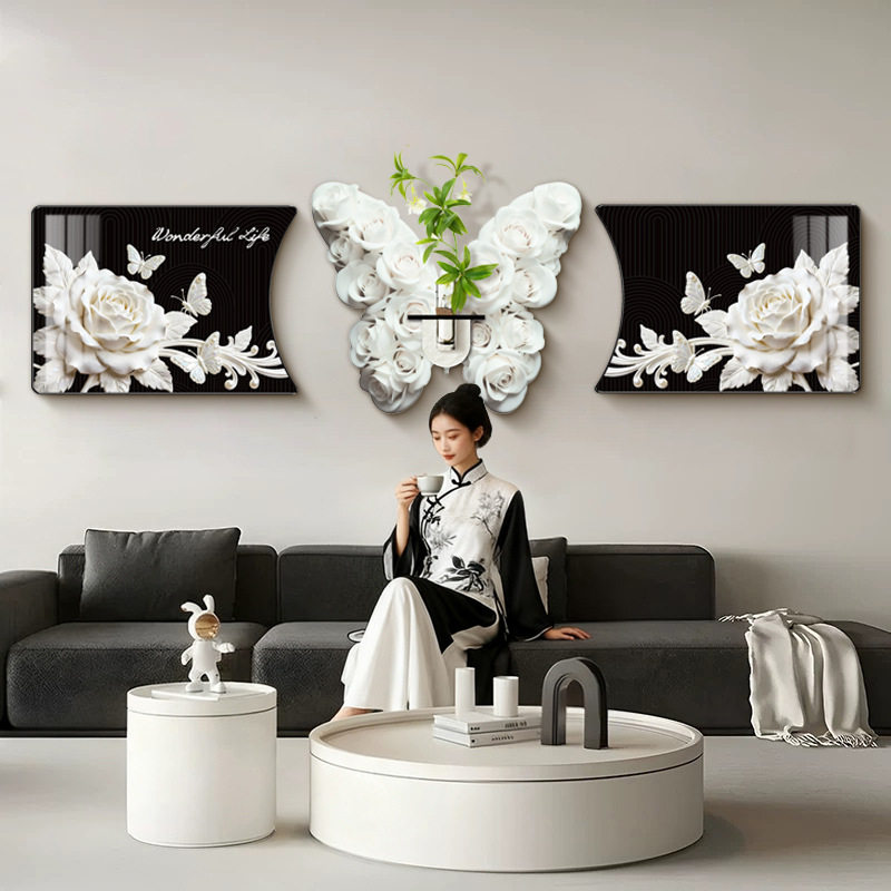 焕生之境蝴蝶客厅装饰画轻奢高档创意立体水培绿植沙发背景墙挂画,家居饰品,现代装饰画,淘宝优惠券,粉丝福利购,淘宝优惠卷