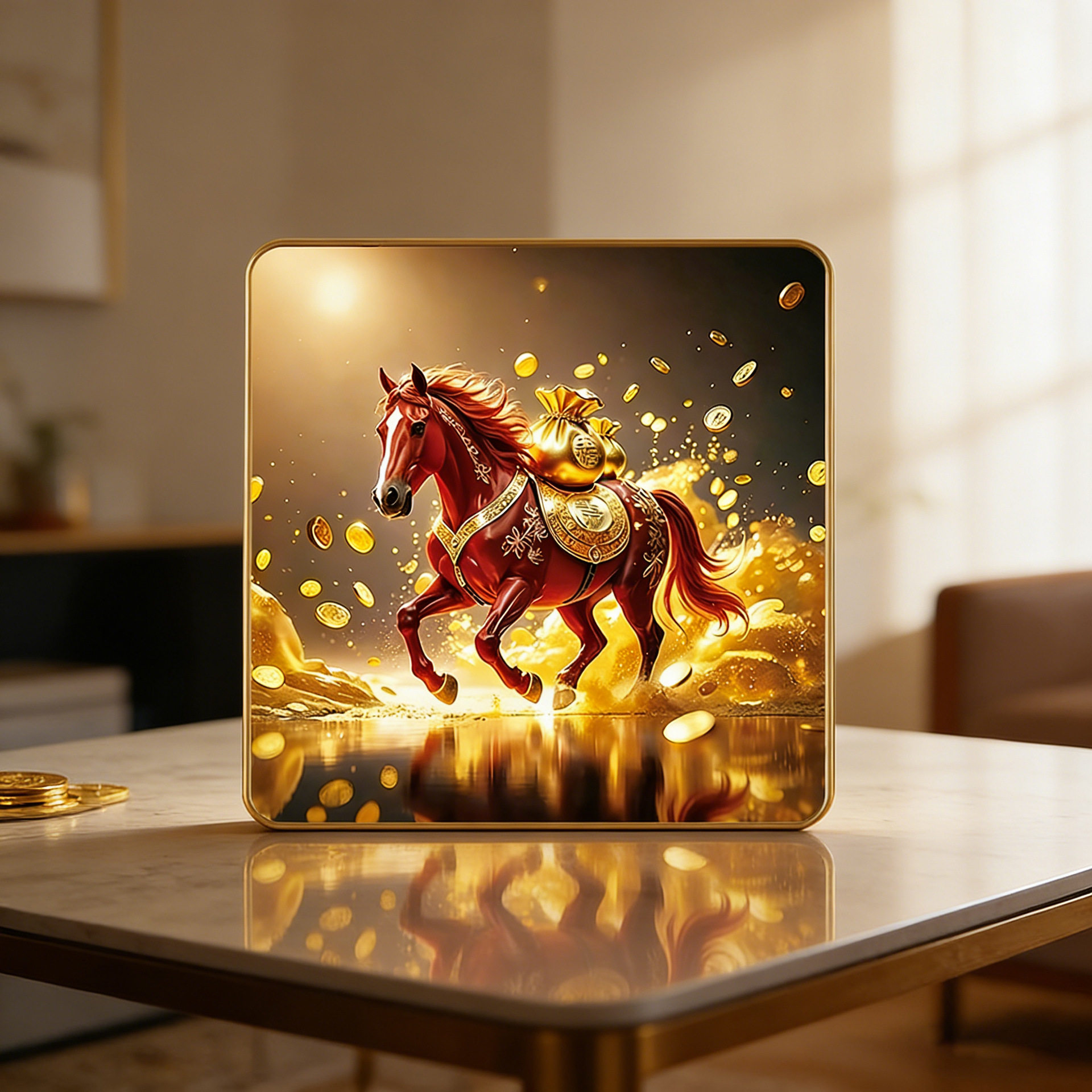 马上有钱摆台金属画框马年摆件新年红色喜庆桌面招财摆画拿货,家居饰品,桌面摆台画,淘宝优惠券,粉丝福利购,淘宝优惠卷