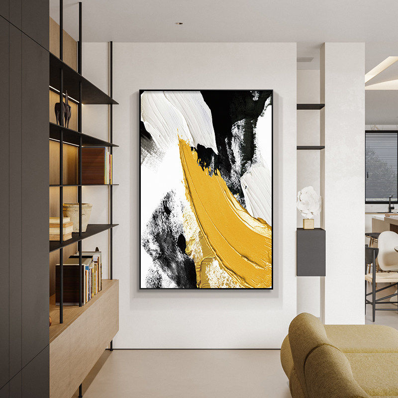 抽象肌理感大幅竖版玄关装饰画