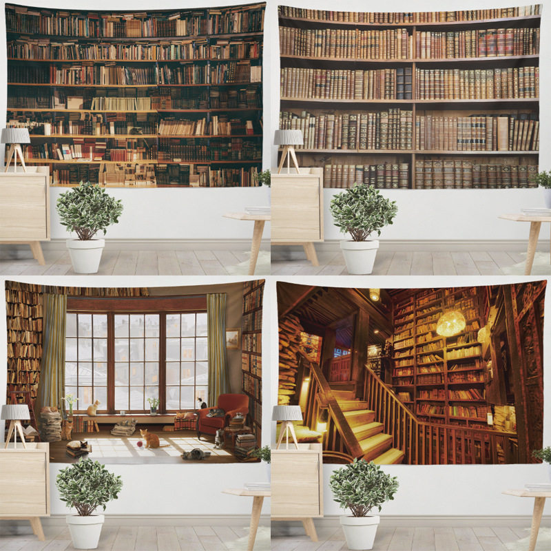 书架背景布挂布客厅书房装饰复古图书馆壁纸卧室床头布置墙面挂毯,居家布艺,挂毯/壁毯,淘宝优惠券,粉丝福利购,淘宝优惠卷