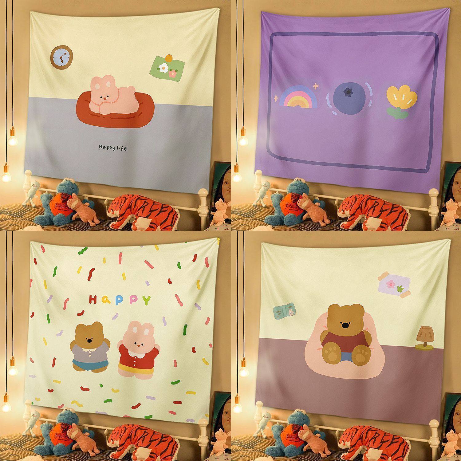 可爱兔子和小熊背景布挂布挂毯宿舍装饰布置背景布墙布,居家布艺,挂毯/壁毯,淘宝优惠券,粉丝福利购,淘宝优惠卷