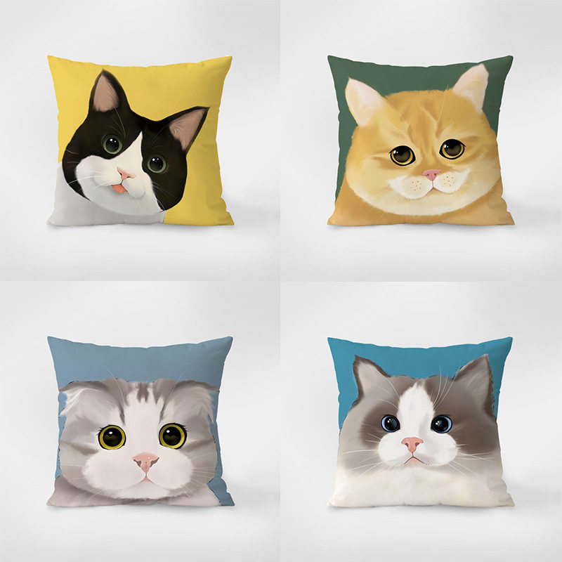 可爱猫咪卡通抱枕绒布正方形宿舍卧室靠枕客厅沙发汽车靠垫抱枕套,居家布艺,靠垫/抱枕,淘宝优惠券,粉丝福利购,淘宝优惠卷