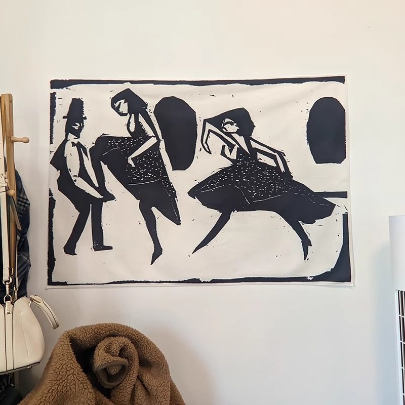 复古黑白简约艺术装饰挂布 客厅卧室背景墙布置装饰布背景布挂画,居家布艺,挂毯/壁毯,淘宝优惠券,粉丝福利购,淘宝优惠卷