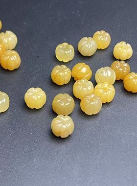天然新疆黄色金丝玉南瓜珠diy手链腰链配饰散珠天然黄龙玉珠子