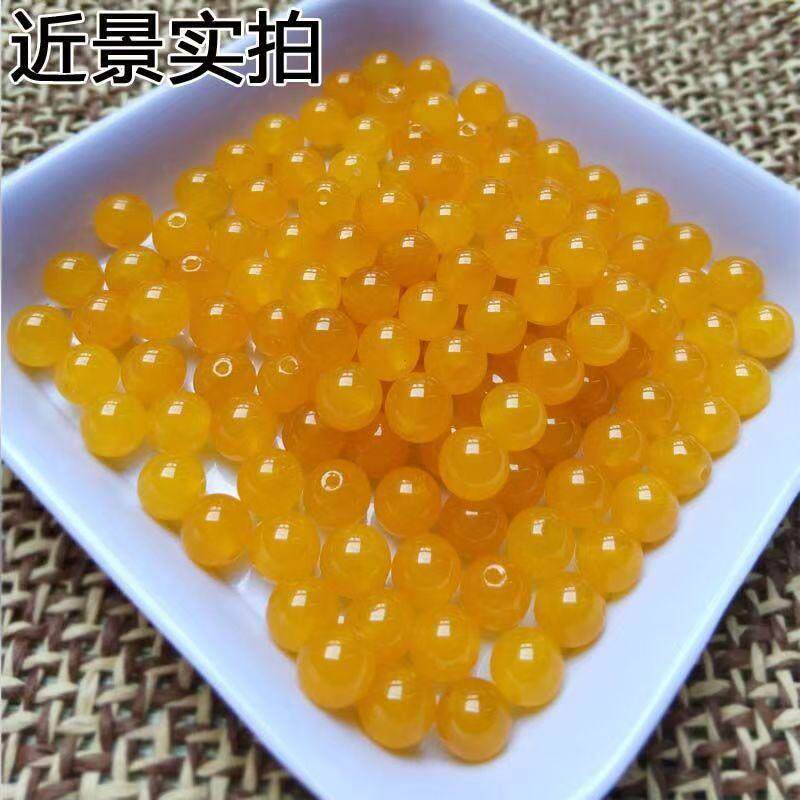 黄色玉石散珠石英岩玉玉髓珠子手工串珠diy饰品配饰玉石珠