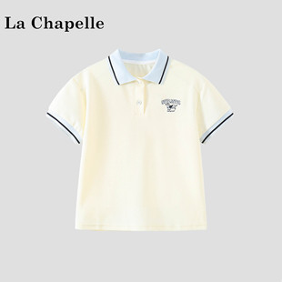 La Chapelle【拉夏贝尔】夏季时尚儿童学院风卡通绣花短袖LD2120