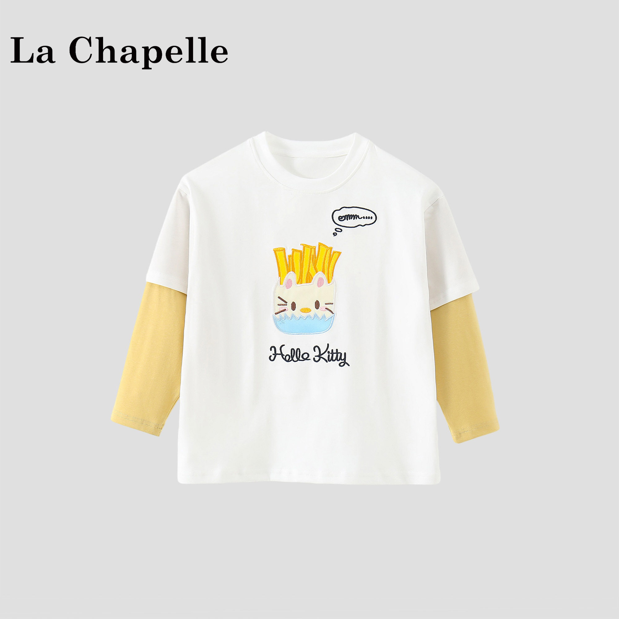 拉夏贝尔女童假两件长袖T恤2026新款春装上衣洋气儿童内搭打底衫