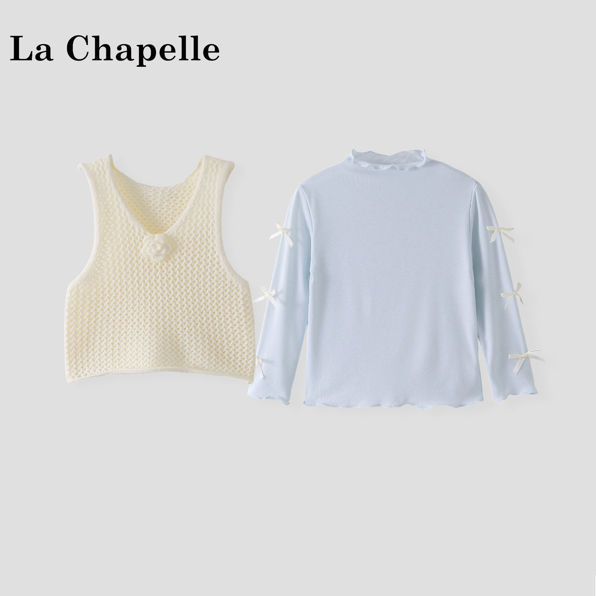 拉夏贝尔女童上衣套装2026新款洋气儿童春装小女孩针织背心打底衫