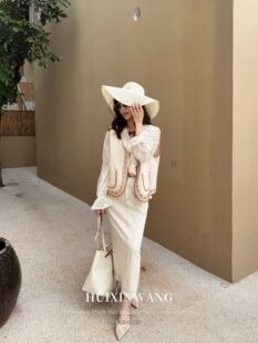 深圳南油原创正品早春新款复古重工刺绣马甲牛仔半裙蕾丝衬衫套装