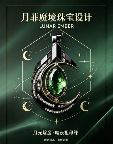 孤品私人个性不羁风格天然祖母绿珠宝陨石吊坠一对一定制打样设计