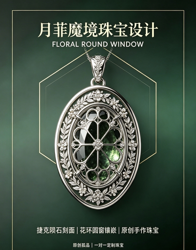 珠宝定制月菲魔境创意设计天然水晶珠宝陨石吊坠定制打样设计