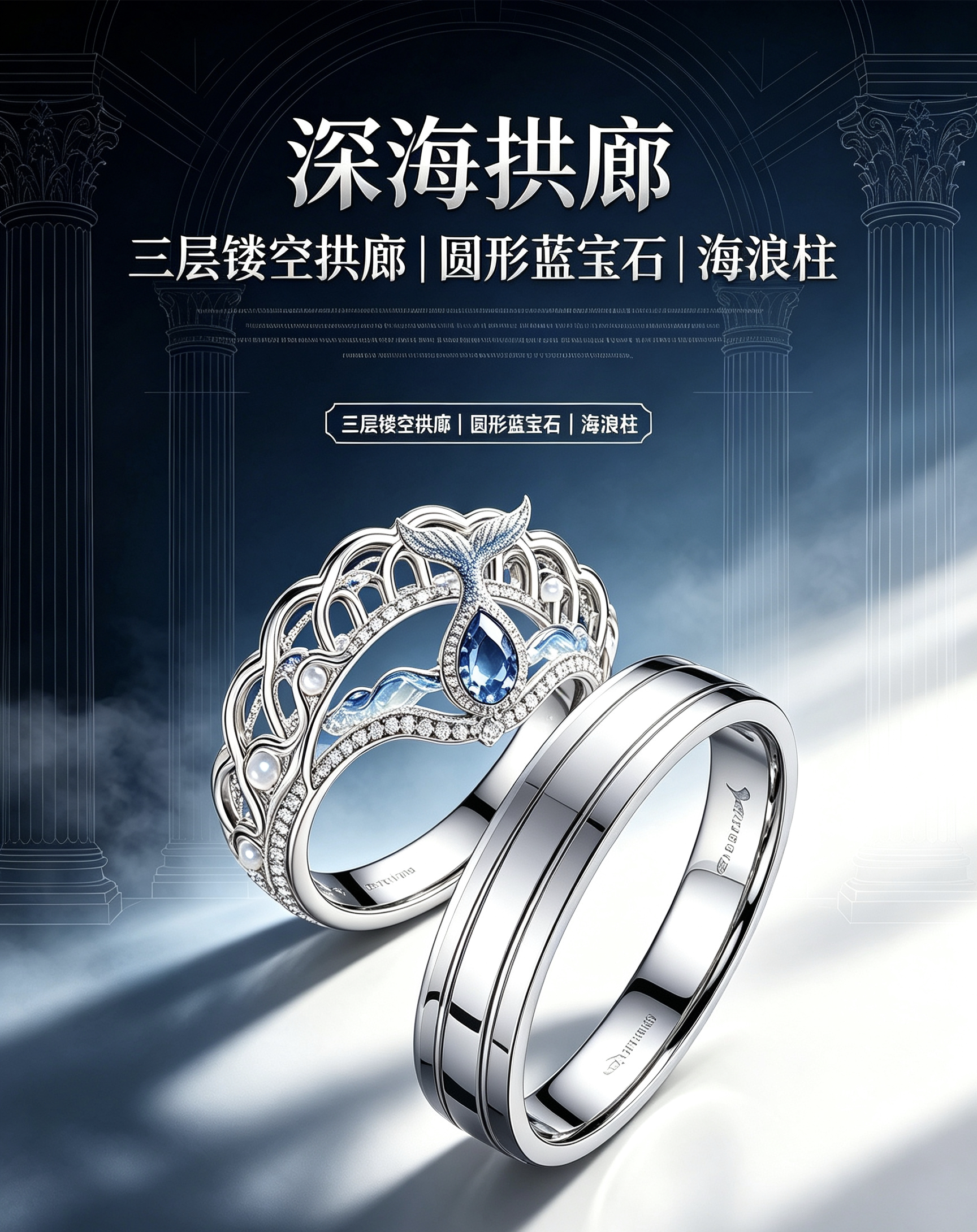 999银戒指男女情侣戒指素金男女结婚对戒指环