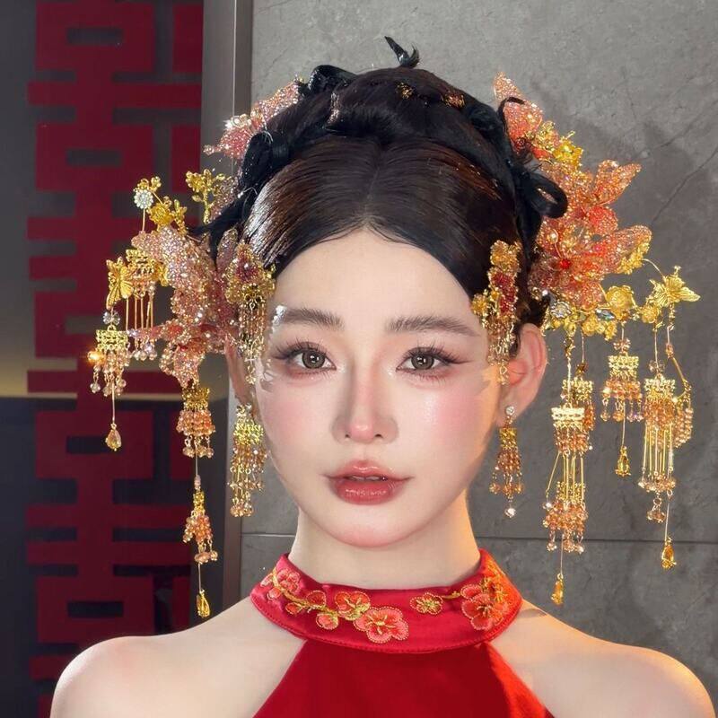 发钗步摇头饰流苏秀禾服国风褂
