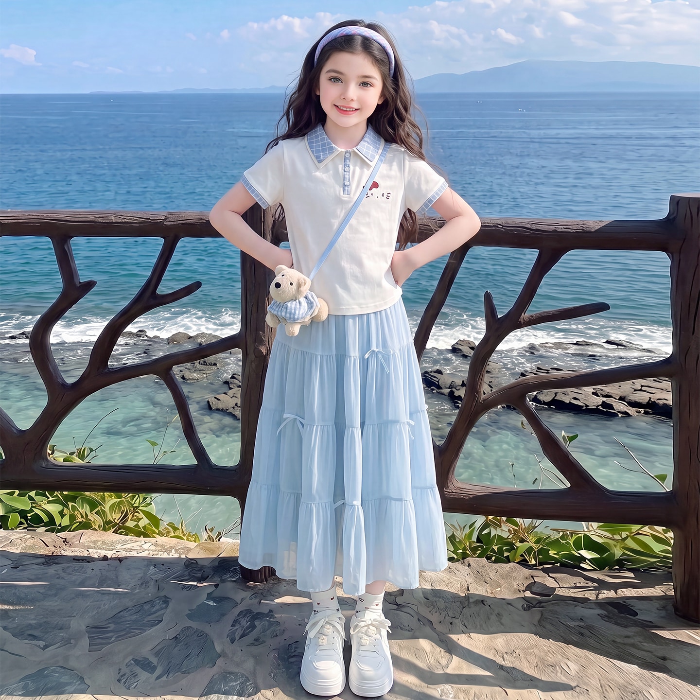 女童独特漂亮裙子夏季2026新款初中生韩系大童夏装女孩半身裙套装