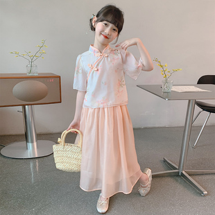 女童夏装裙子2026新款儿童新中式国风汉服连衣裙洋气夏季短袖套装
