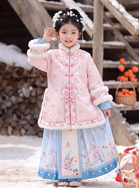 汉服女童明制冬装2026新款儿童古风唐装冬季加厚小女孩中国风套装